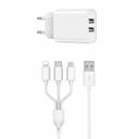 Зарядное устройство Wiwu Quick Fast Charger+3 in 1 Cables Combo Wi-U003